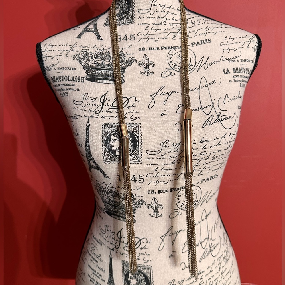 Gold tone Lariat tassel wrap necklace. Very classy!